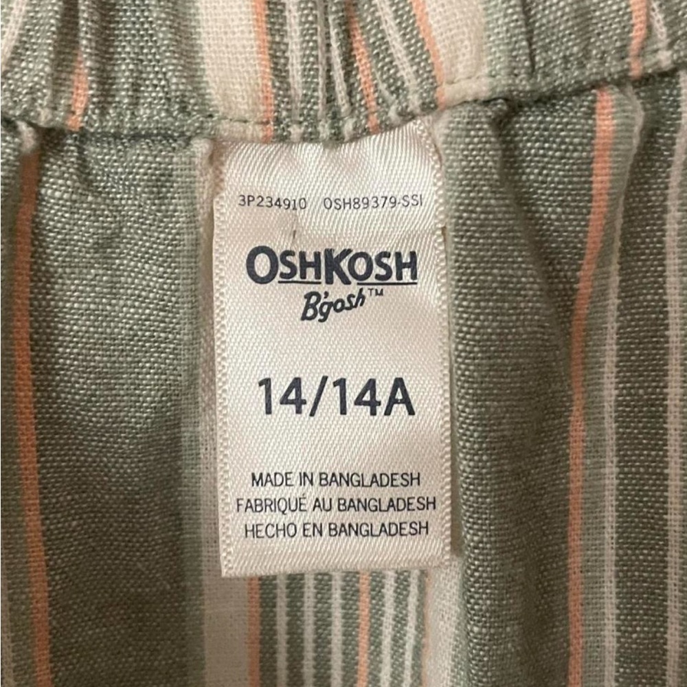 OshKosh B'gosh Sage & Cream Striped Jumpsuit - Picture 3 of 3